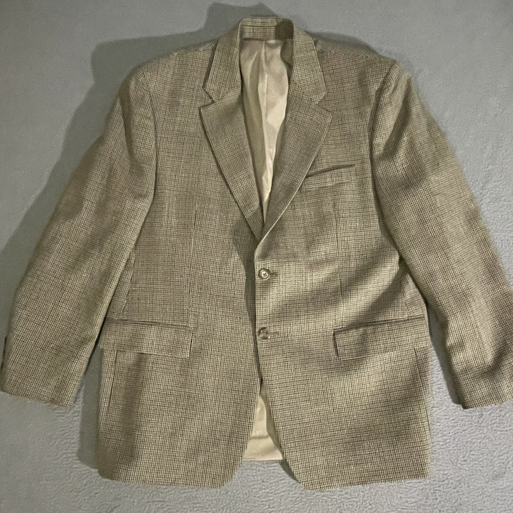 Ralph Ralph Lauren 100% Wool Brown Tweet‎ Houndstooth Sport Coat Blazer Mens 44R
